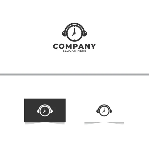 Relógio Podcast Logo Design Template —  Vetores de Stock