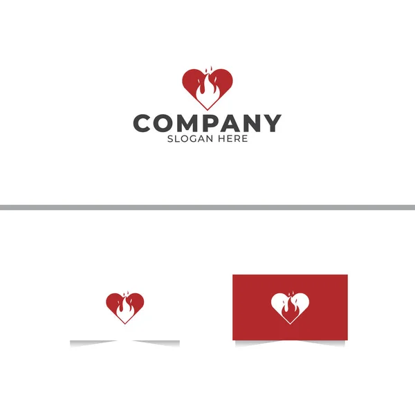 Corazón Fuego Logo Diseño Vector Plantilla — Archivo Imágenes Vectoriales