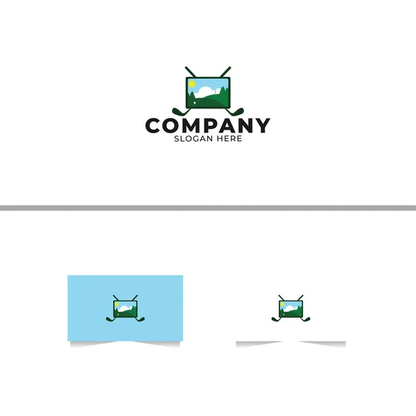 Inomhus Golf Sport Logotyp Design Mall — Stock vektor