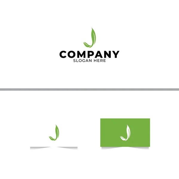 Carta Folha Logo Design Vector Template — Vetor de Stock