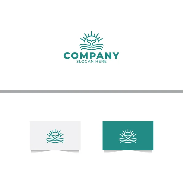 Whale Sunrise Logo Design Template — 스톡 벡터