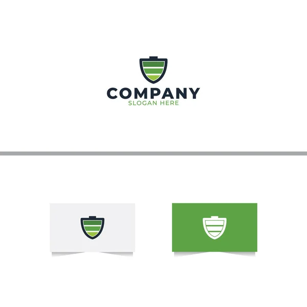 Akkumulátor Pajzs Logo Design Template — Stock Vector