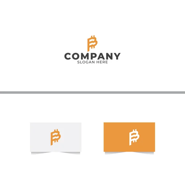 Bit Mynt Flagg Logotyp Design Mall — Stock vektor