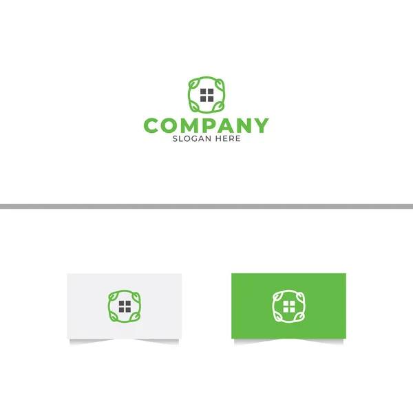 Eco Home Logo Design Template — Stock Vector