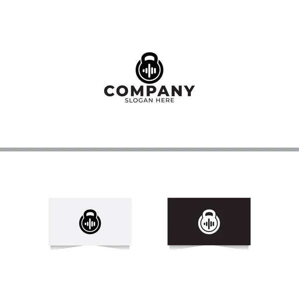 Gym Music Logo Design Template — 스톡 벡터