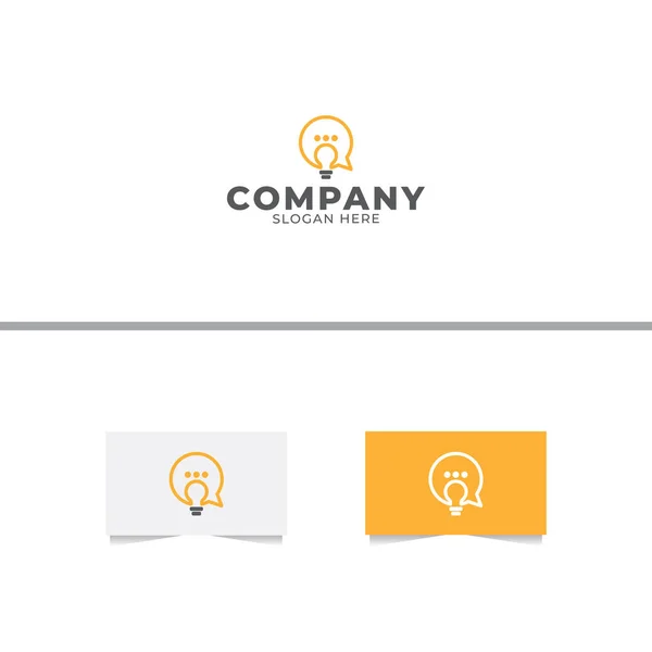 Idea Chat Lamp Logo Design Template — Stock Vector