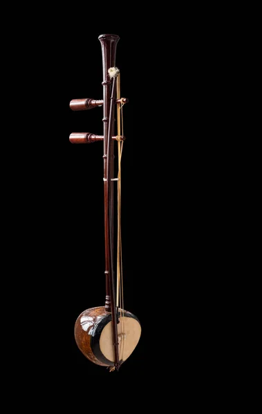 Asiatisk Musikinstrument Fiol Svart Bakgrund — Stockfoto