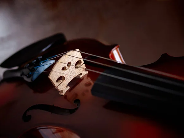 Close Tiro Ponte Violino Feito Madeira Bordo — Fotografia de Stock