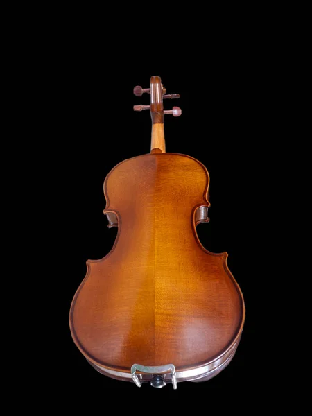 小提琴的背面 黑色背景的乐器 — 图库照片