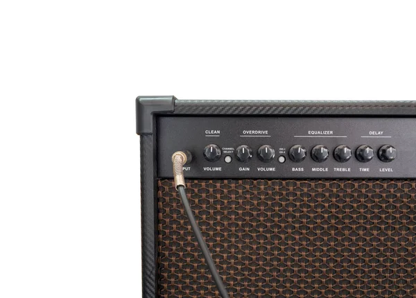Guitar Amplifier Isolated White Background Clean Overdrive Chanel Delay Effect — Stock Photo, Image