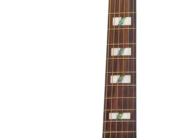 ホワイト インレイバースタイルに隔離されたギターの指板の画像 — ストック写真
