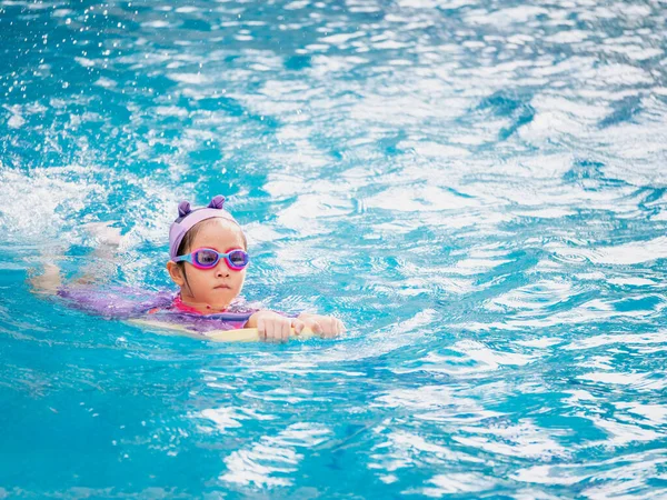 Aziatisch Kind Kind Meisje Dragen Zwempak Naar Leren Zwembad Leren — Stockfoto