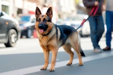  Alman çoban köpek sokakta