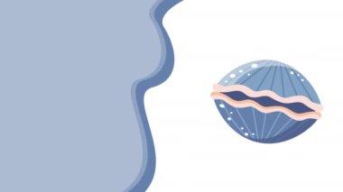 Mavi kabuk tasarımının 4k dikey videosu. Su altı kavramı.