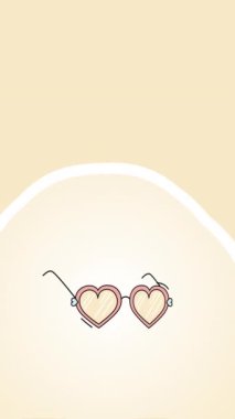 Beyaz arka planda kalp şeklindeki güneş gözlüklerinin 4K videosu. Yaz kavramı