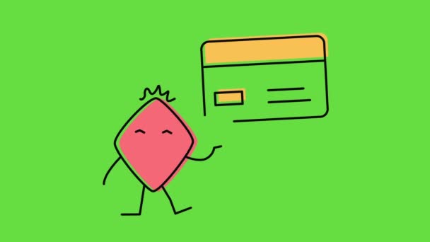 Video Cartoon Fictional Character Credit Card Design Concept Fictional Character — Stock video