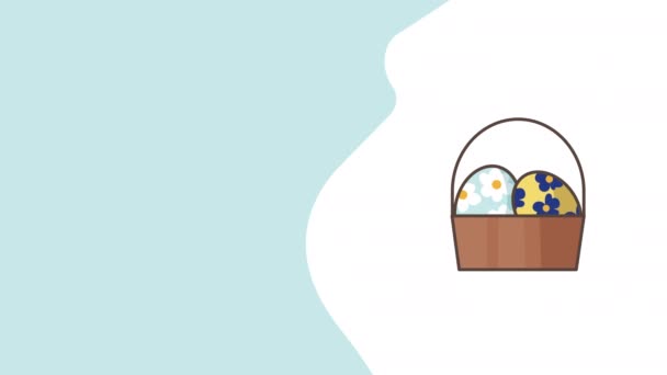 Video Dibujos Animados Cesto Pascua Diseño Con Huevos Concepto Pascua — Vídeos de Stock