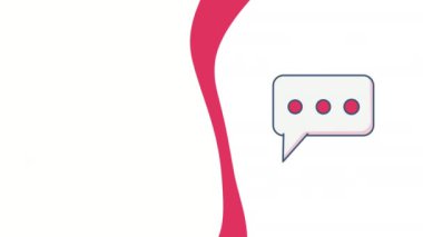 Beyaz arka planda çizgi film akıllı telefon mesajlarının 4K videosu. Telefon kavramı.