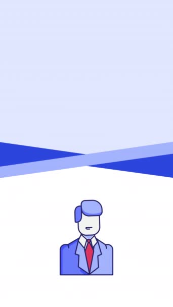 Vertical Video Cartoon Man Avatar White Background — Stock Video