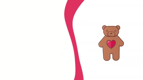 Vertical Video Cartoon Bear Red Beating Heart Concept Bear — Stock Video