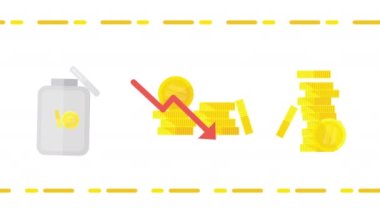 Beyaz arka planda doların devalüasyonunun 4k videosu. Para kavramı.