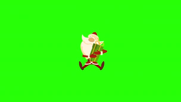 Yeşil Arka Planda Komik Noel Baba Nın Animasyonu Yeşil Arka — Stok video