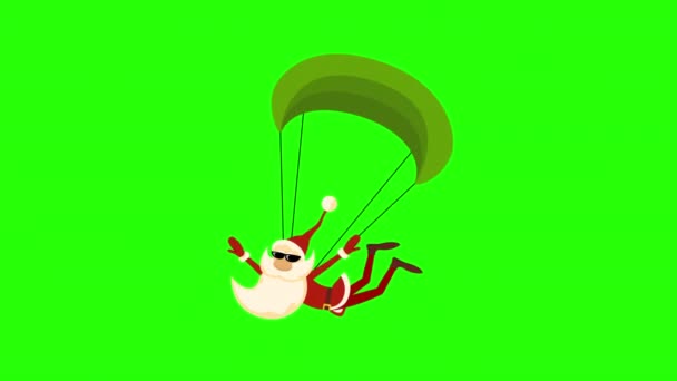 緑の背景と緑の背景にコピースペースに面白いサンタクロースの4Kアニメーション クリスマスの概念 — ストック動画