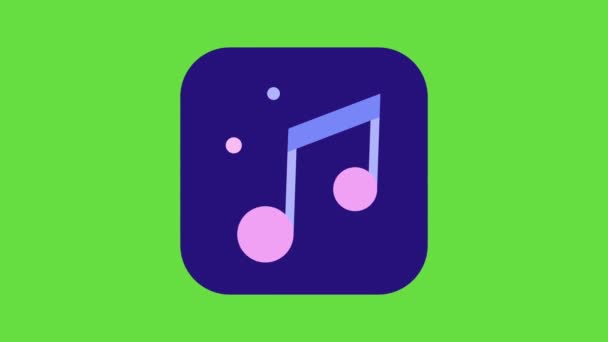 4K绿色背景音乐图标的垂直视频 社交网络中的音乐概念 — 图库视频影像