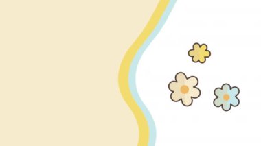 Beyaz arka planda çizgi film çiçeklerinin 4k dikey videosu. Çiçek kavramı