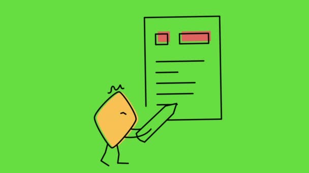 Vertical Video Fictional Character Pencil Document Concept Fictional Character — Stock Video