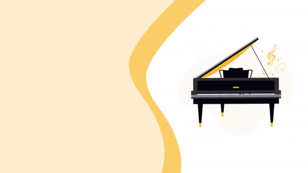 Video Tecknade Piano Musikinstrument Begreppet Musik — Stockvideo