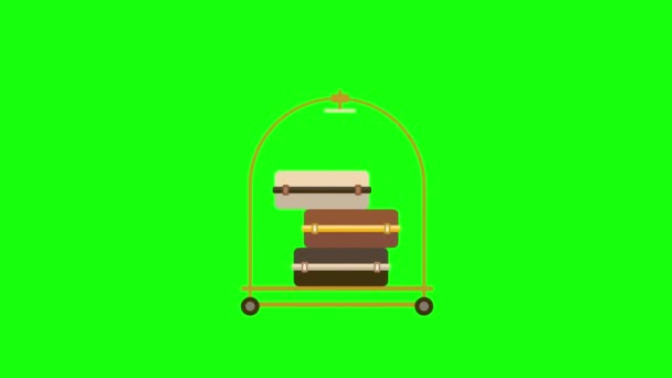 Vertical Video Three Suitcases Green Background Concept Travel — Stock Video