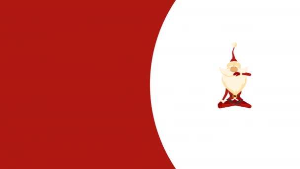 赤い背景に白い背景とコピースペースに面白いサンタクロースの4K垂直アニメーション クリスマスの概念 — ストック動画
