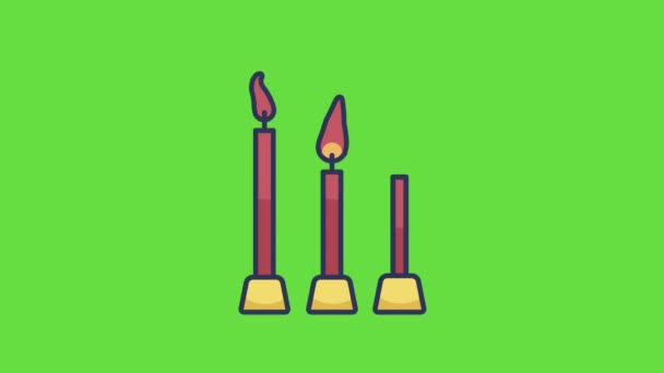 Video Cartoon Candles Green Background Concept Easter — Stok video