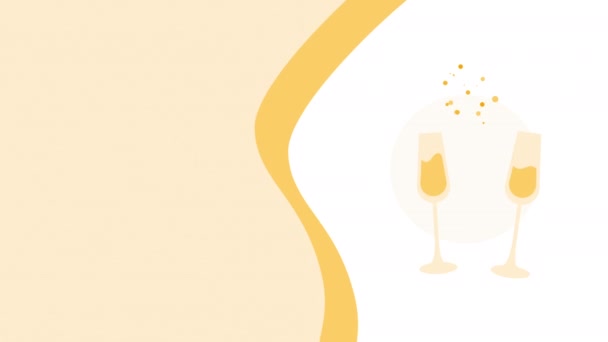Vertical Video Cartoon Wine Glasses Concept Service — Stockvideo