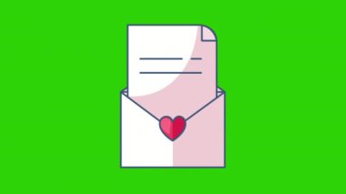 4k video of cartoon envelope with letter and heart. Concept of letter.