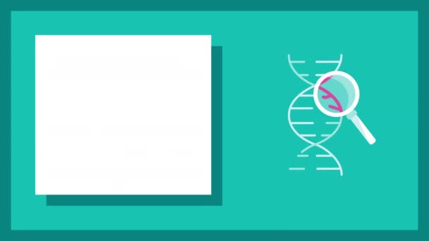 蓝色背景上抽象Dna链符号的4K视频 遗传学的概念 — 图库视频影像