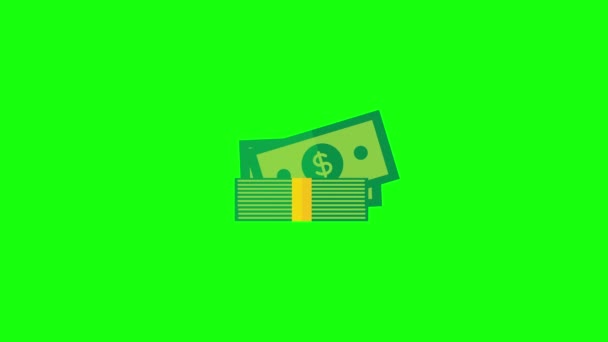 Vídeo Desenho Animado Projeto Dólar Fundo Verde Conceito Dinheiro — Vídeo de Stock