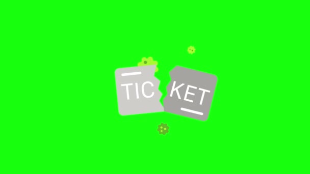 Video Ticket Icon Green Background Frame Concept Ticket — Videoclip de stoc
