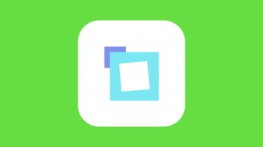 4k video of cartoon square icon on green background. Concept of time
