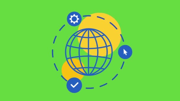 Video Cartoon Globe Icon Green Background Concept Communication — Stok video