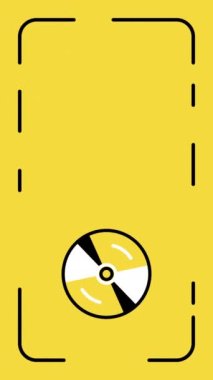 4k vertical video of CD on yellow background.Concept of music.