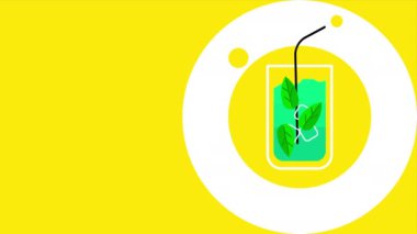 Çizgi film kokteyl tasarımının 4k dikey videosu. Çubuk kavramı.