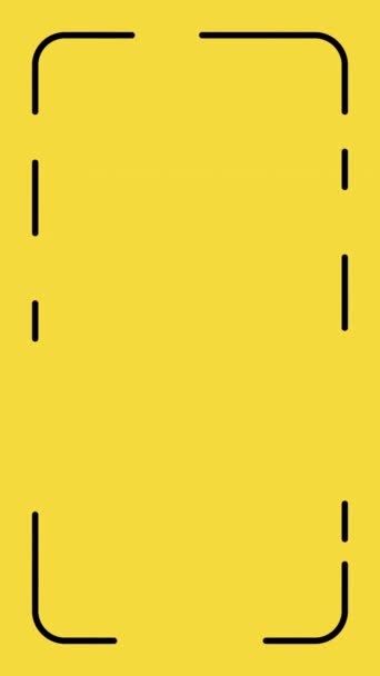 黄色の背景に黒いフレームで簡単なアイコンを打つ雷の4K垂直ビデオ 落雷の概念 — ストック動画