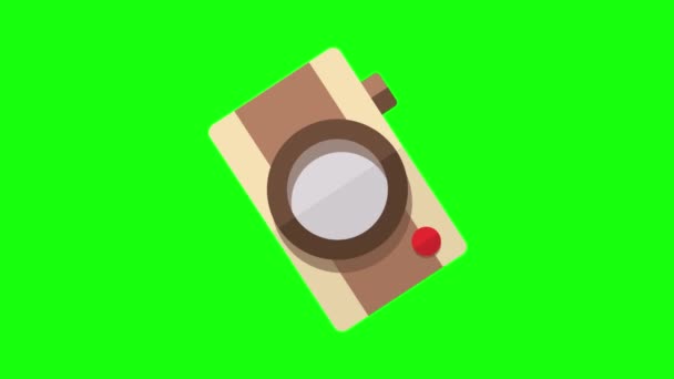 Video Cartoon Camera Design Green Background Concept Travelling — Video Stock