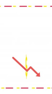 4k vertical video of cartoon dollar and arrow down on white background. Concept of money.