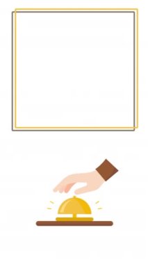 4k vertical video of cartoon yellow bell and hand on white background. Concept of bell.