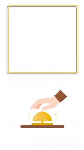 Vertical Video Cartoon Yellow Bell Hand White Background Concept Bell — Stockvideo