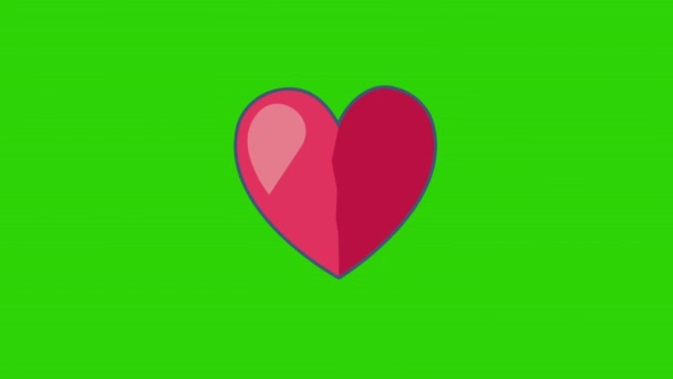Видео Розового Разбитого Сердца Зеленом Фоне Стрелкой Концепция Разбитого Сердца — стоковое видео