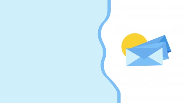 Video Cartoon Envelopes Icons White Backgrounds Concept Information — Stock Video